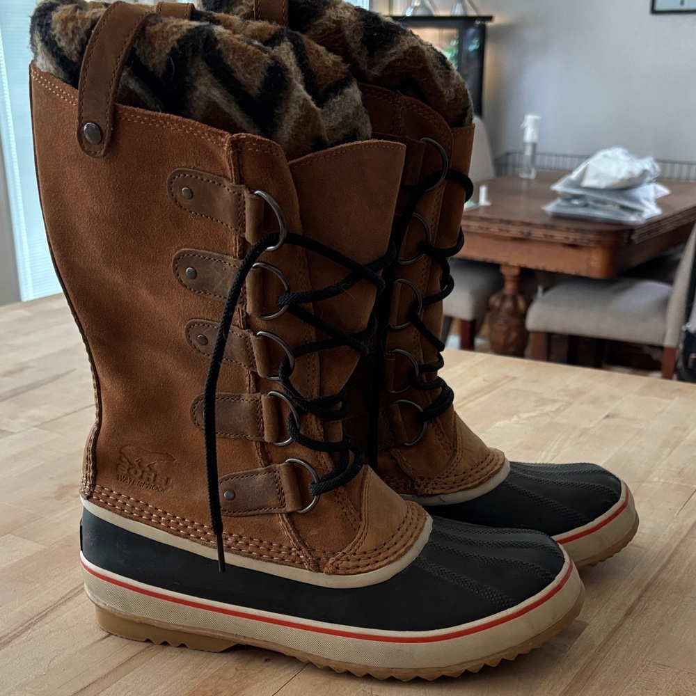 Sorel Brown Suede Waterproof Boot (Brown/Black/White/Red Accent)